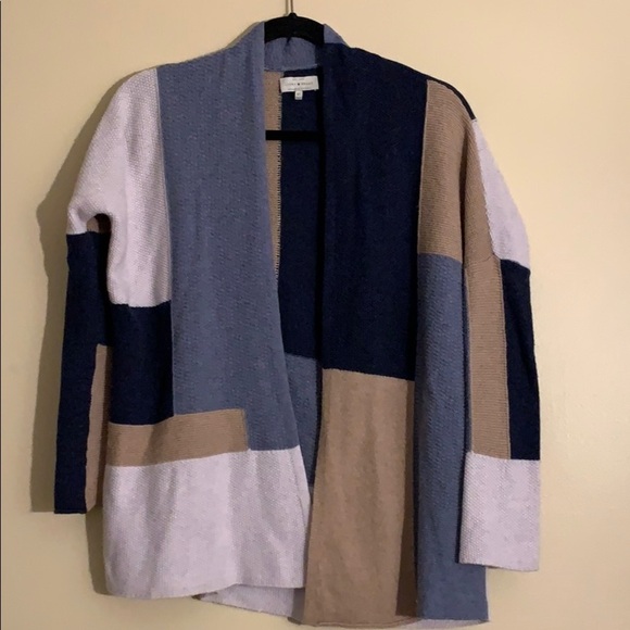 Lucky Brand Women Open Cardigan Color Block Blue/Tan,Long Sleeves,Size XS - Picture 10 of 10